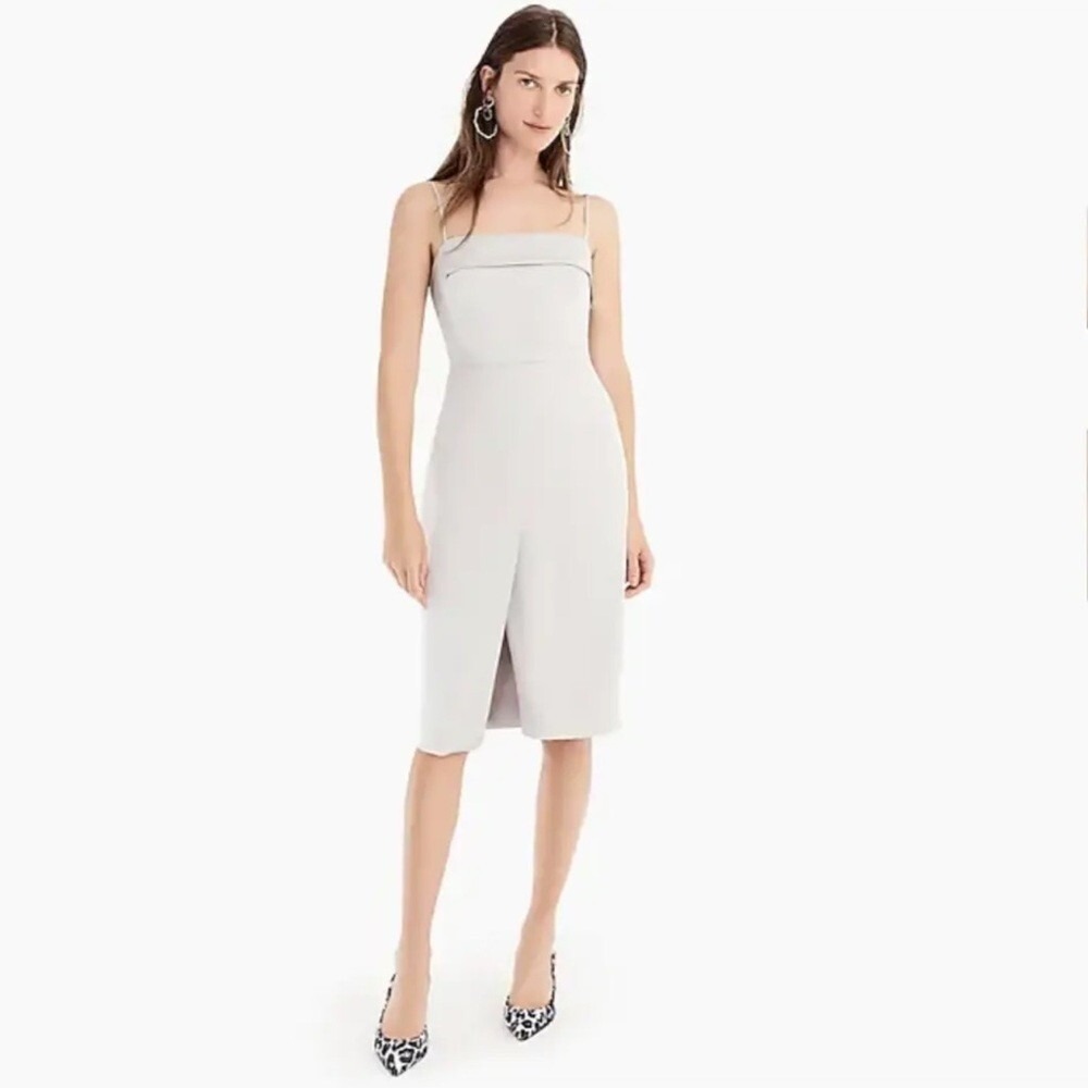 J.Crew Spaghetti Strap Sheath Dress Women 10 Gray‎ NWT